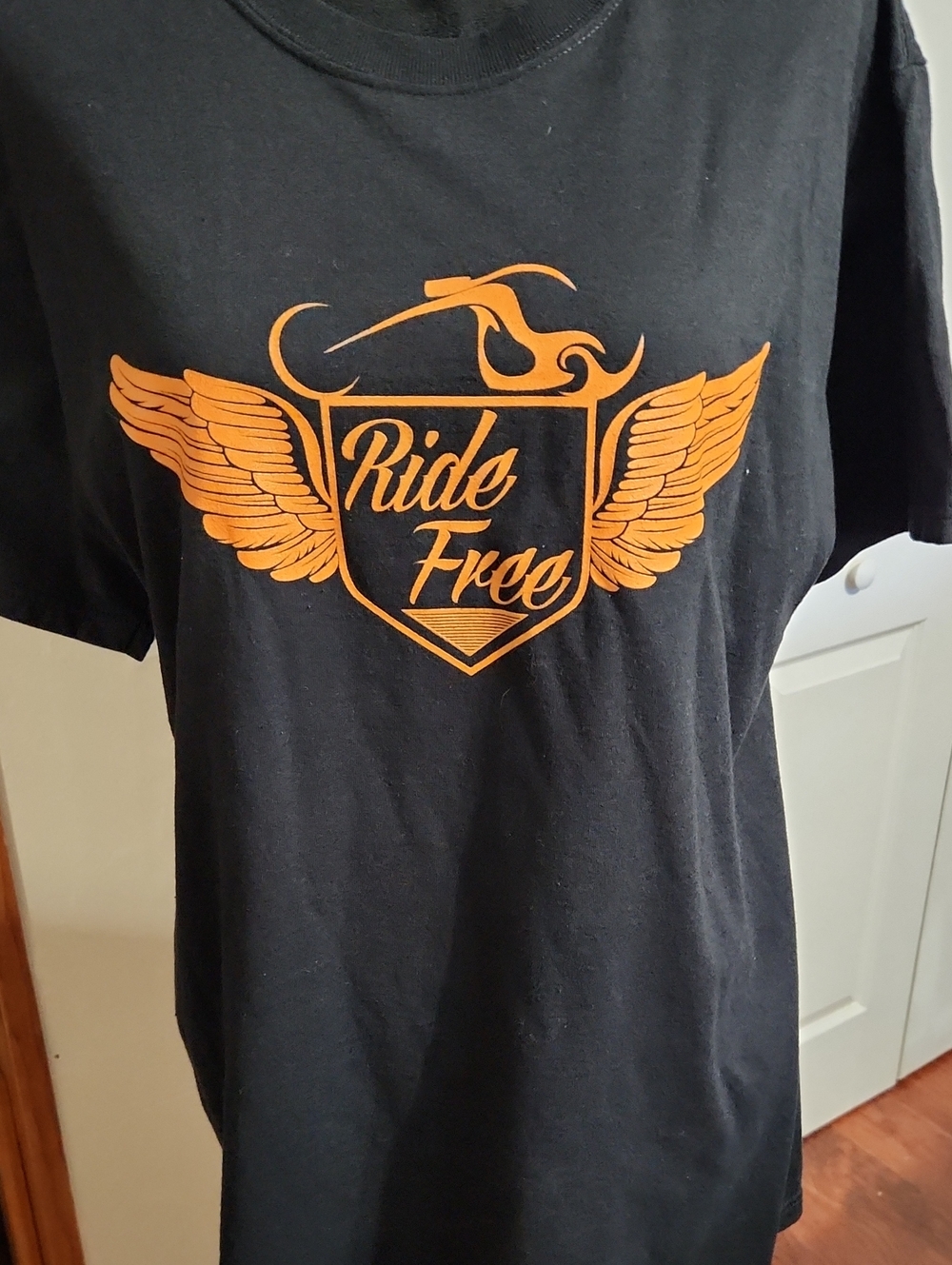 Fruit of the Loom Black Short-Sleeve Tee with Orange Wing Graphic